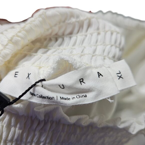 White Boho-Style Long Sleeve Dress With Smocked Waist & Open Back Tie Detail by - Picture 7 of 10